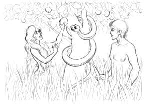 Fortællinger skaber forandringer. Syndefaldsmyten. Adam og Eva og i Edens have. Blyantsstreg. Strategisk Storytelling branding